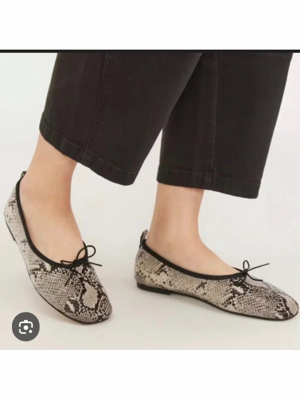 Everlane Day Glove Flat Black Snakeskin Leather Ballet Flats Size 9 NWOB Chic